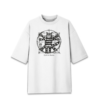 Хлопковая футболка оверсайз для мальчиков Кот да Винчи