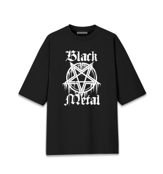 Мужская Хлопковая футболка оверсайз Black metal
