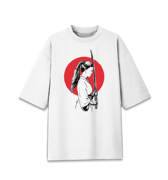 Женская Хлопковая футболка оверсайз Япона воительница