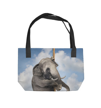 Пляжная сумка слоник в облаках