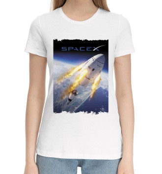 Женская Хлопковая футболка Space X, выход в космос