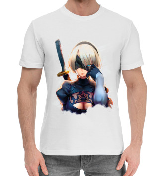 Мужская Хлопковая футболка 2b Nier Automata art