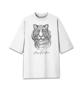Мужская Хлопковая футболка оверсайз Happy Tiger Year!