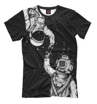Мужская футболка Астронавт и водолаз