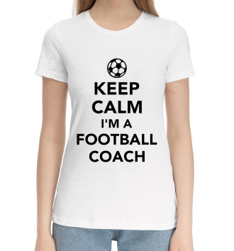 Женская Хлопковая футболка Футбольный тренер