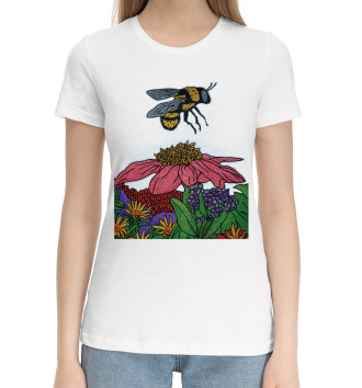 Женская Хлопковая футболка Пчела на работе