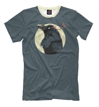 Мужская футболка Ворон на фоне луны