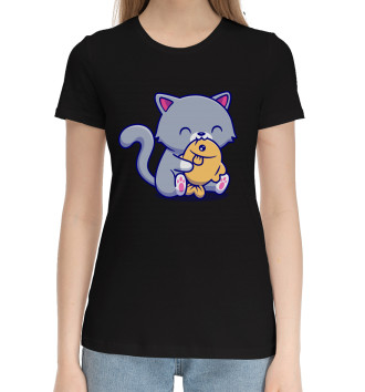 Женская Хлопковая футболка Коты
