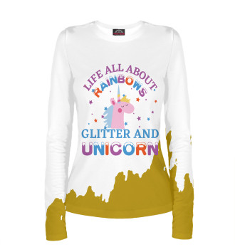 Женский Лонгслив Glitter and Unicorn