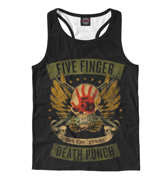 Мужская майка-борцовка с изображением Five Finger Death Punch цвета Белый