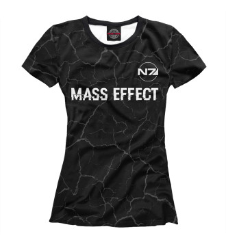 Футболка для девочек Mass Effect Glitch Black (трещины)