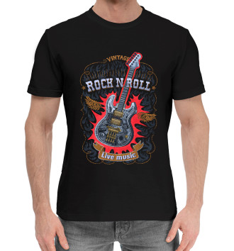 Мужская Хлопковая футболка Гитара стимпанк с надписью  rock n roll
