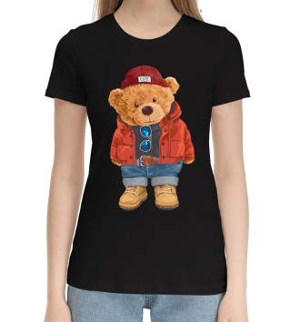 Женская Хлопковая футболка Медведь