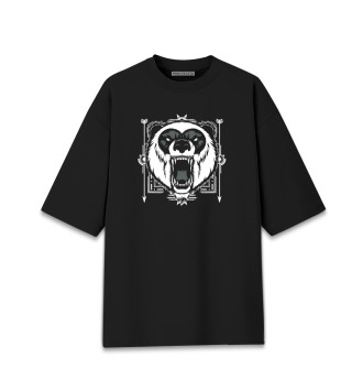 Мужская Хлопковая футболка оверсайз Злой Панда