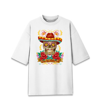 Мужская Хлопковая футболка оверсайз Dia de Muertos