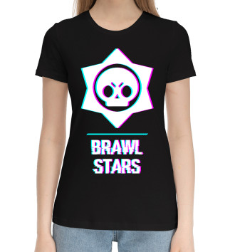Женская Хлопковая футболка Brawl Stars Glitch