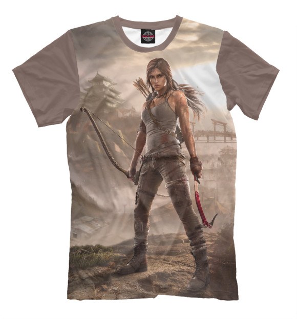 Мужская футболка с изображением Tomb Raider цвета Серый