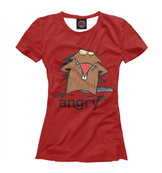 Женская Футболка Angry beaver