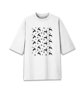 Хлопковая футболка оверсайз для мальчиков Новогодний олень