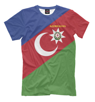 Мужская Футболка Azerbaijan - герб и флаг