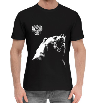 Мужская хлопковая футболка Русский медведь и герб