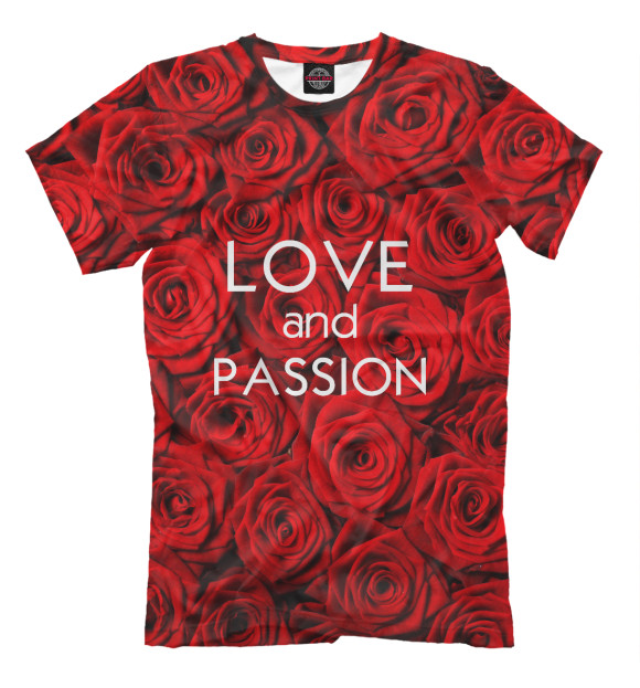 Женская футболка с изображением Love & Passion цвета Темно-бордовый