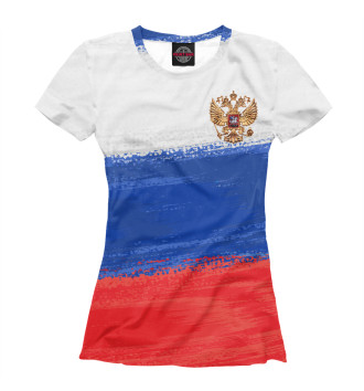 Футболка для девочек Флаг России с гербом