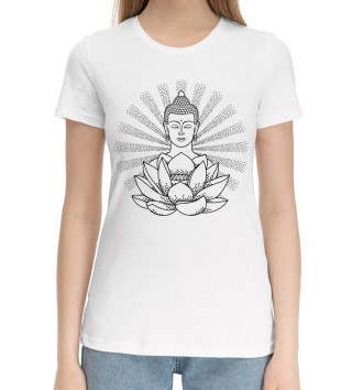 Женская Хлопковая футболка Будда