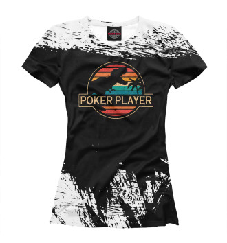 Женская Футболка Poker Player Dinosaur