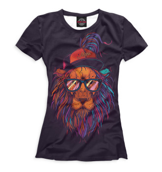 Женская Футболка Lion with glasses