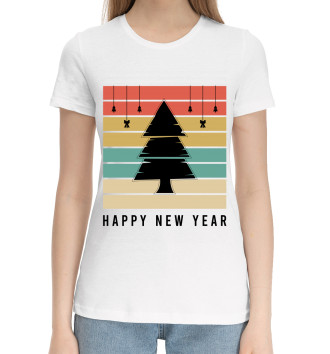 Женская Хлопковая футболка Happy new year