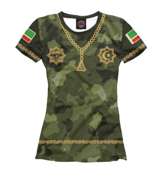 Женская футболка Чечня Ахмат Камуфляж