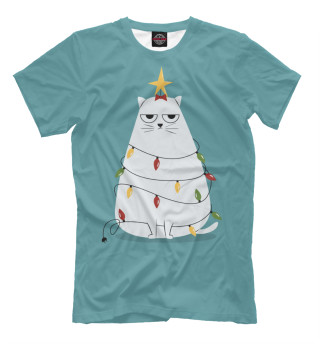 Женская футболка Cute christmas cat