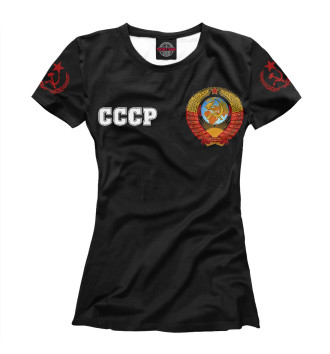 Женская Футболка Символы СССР (черный фон)