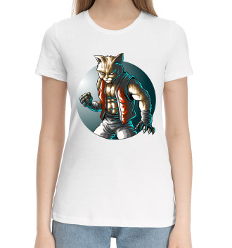 Женская Хлопковая футболка Cat Fighter