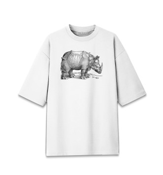 Женская Хлопковая футболка оверсайз Носорог Дюрера