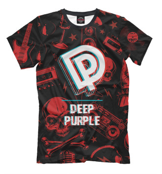 Мужская Футболка Deep Purple Rock Glitch (Red)