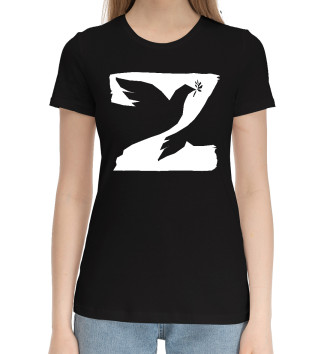 Женская Хлопковая футболка Буква Z в форме голубя
