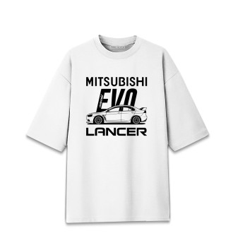 Женская Хлопковая футболка оверсайз Mitsubishi Lancer Evo X Side Best