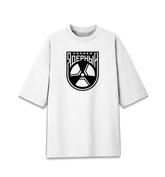 Мужская Хлопковая футболка оверсайз Ядерный хоккей - логотип