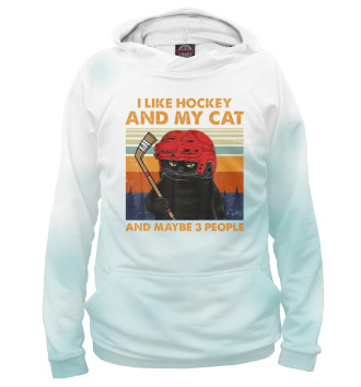 Женское Худи I Like Hockey My Cat
