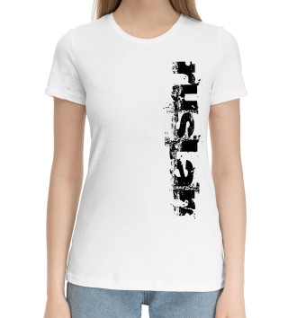 Женская Хлопковая футболка Руслан (брызги красок)