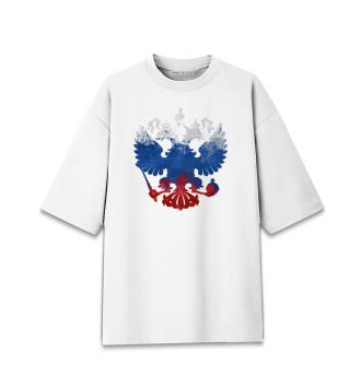 Хлопковая футболка оверсайз для девочек Символика РФ