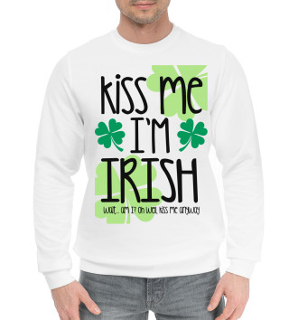 Мужской Хлопковый свитшот Kiss me I'm Irish
