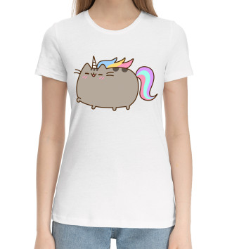 Женская Хлопковая футболка Pusheen Happy Unicorn