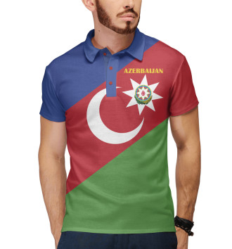 Мужское Поло Azerbaijan - герб и флаг