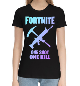 Женская Хлопковая футболка Fortnite, One ShotOne Kill