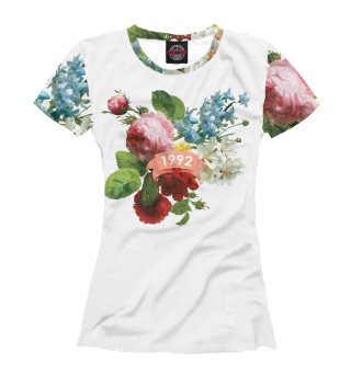 Женская футболка 1992 год, букет летних цветов