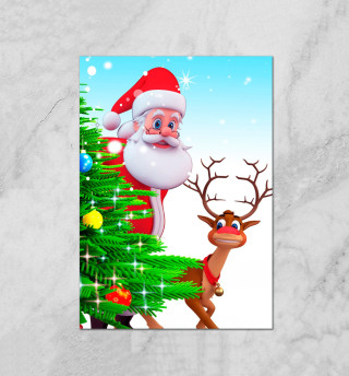 Плакат Дед Мороз и Олень