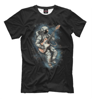 Мужская футболка Космонавт играет на электрогитаре
